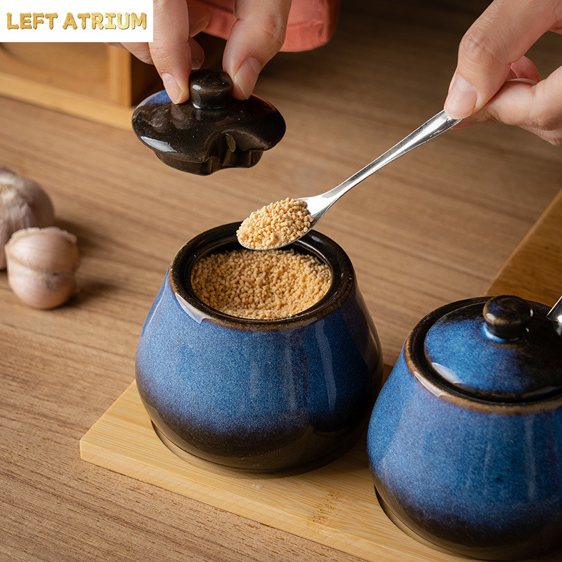 Ceramic Seasoning Jar Set Spice Jar Seasoning Bottle Salt Shaker Spice Container Seasonings Box