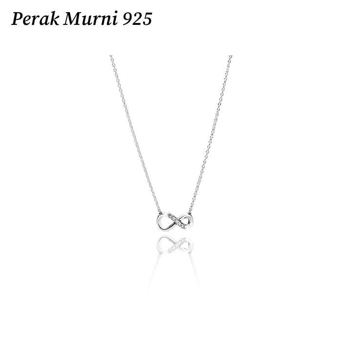 Kalung Perak 925 dengan Simbol Infinity Simbol Cinta Abadi Panjang 45 cm