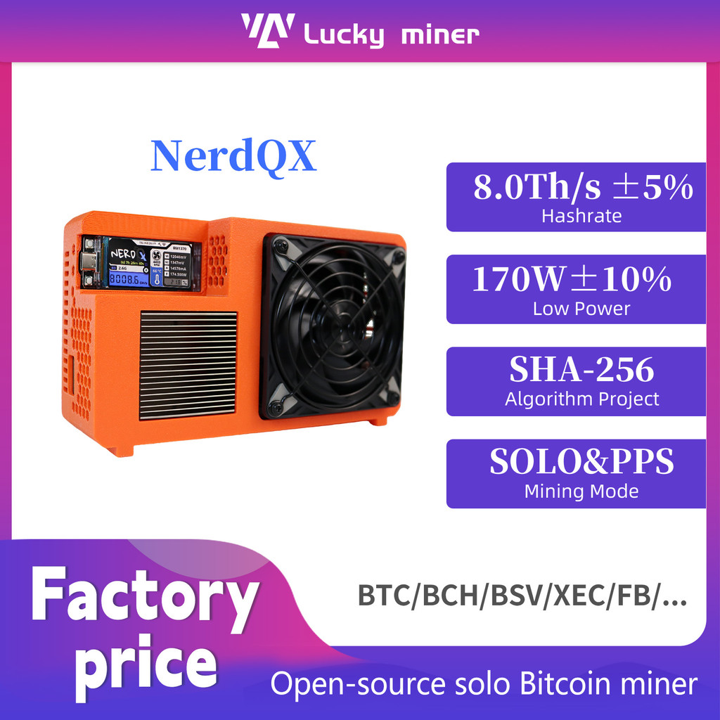 NerdQX 8TH/s ASIC Bitcoin Miner BM1370 Open Source Solo Mining Rig Low Noise 180W Home BTC Mining