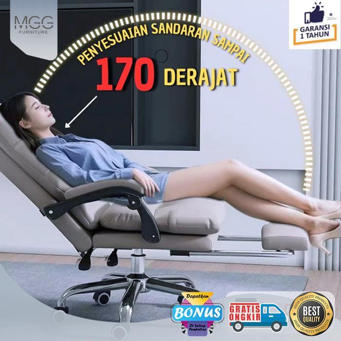 MGG Furniture Kursi Kantor Hidrolik Ergoluxe Beige Luxe - Kursi Belajar Gaming Minimalis dengan