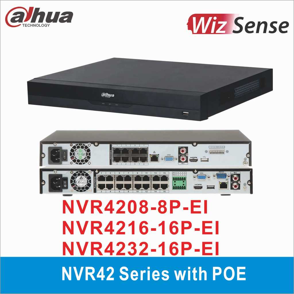 Dahua NVR4208-8P-EI NVR4216-16P-EI NVR4232-16P-EI PoE WizSense NVR 8CH 16CH 4K 16MP H.265 2 SATA for