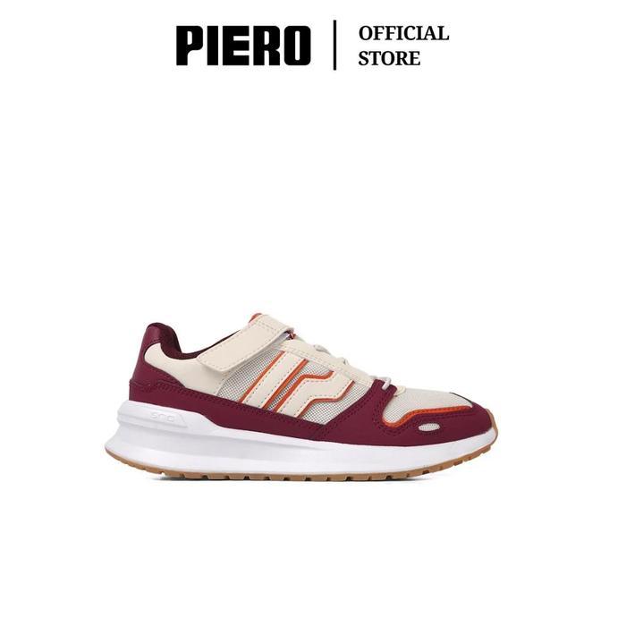 PIERO SNEAKERS JOGGER Sepatu Sneakers Anak Jogger Warna Dark Red Ukuran 34 dengan Sol Karet Anti Sel