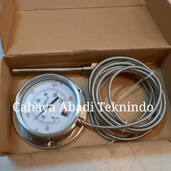 Thermometer Kapiler 4 Inci 0-120 Derajat Stainless dengan Kapiler 3 Meter