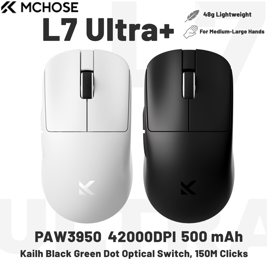 MCHOSE L7 Wireless Gaming Mouse L7 Ultra+ PAW3950 26K Sensor Dual 8K Polling 39g
