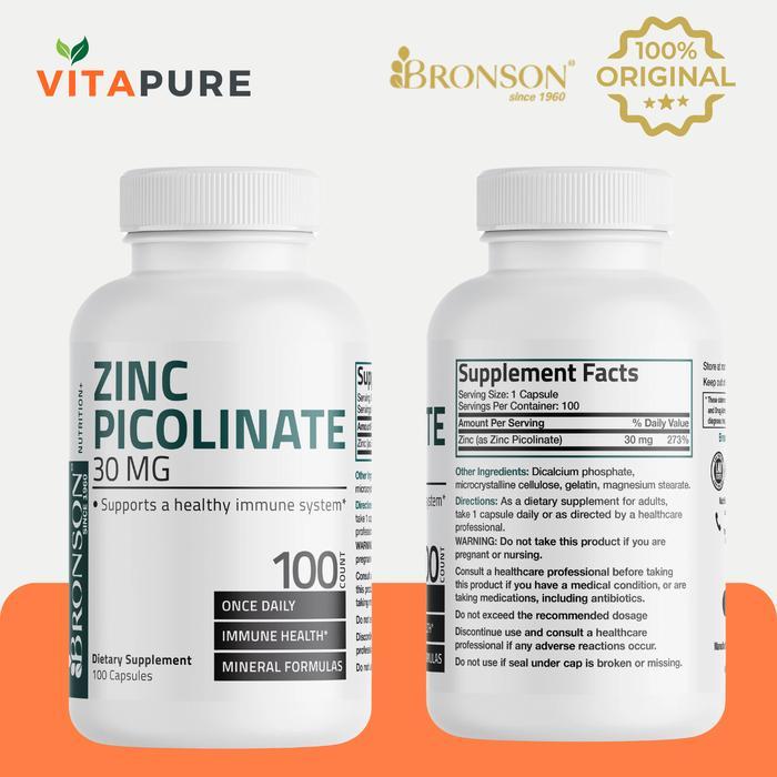 Terlaris Bronson Zinc Picolinate 30Mg - 100 Capsules