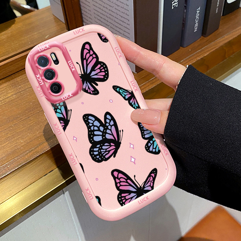Casing Hp untuk OPPO A16 A16s A54s Case Casing pola kupu-kupu ungu Kesing Silikon Fullcover Warna Ko