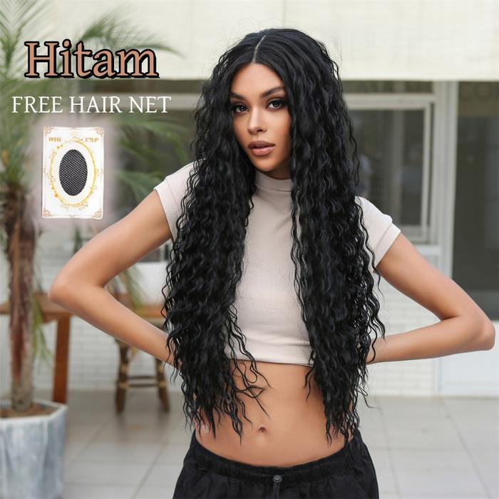 Wig rambut keriting Afrika/Rambut palsu wanita/Wig wanita full kepala /Wig bebas belahan/Wig rambut 