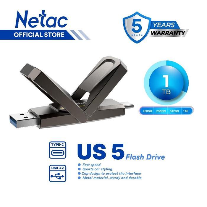 Netac Otg Flashdisk Us5 Usb 3.2+Type-C Solid State Flash Drive 1Tb Dual Flash Disk Up To