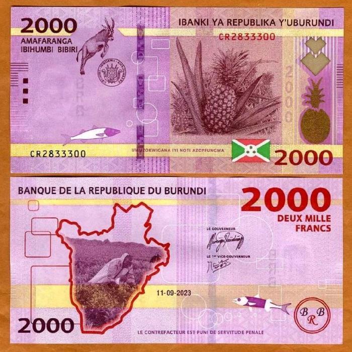 Uang Kertas Burundi 2000 Francs Tahun 2023 Desain Baru