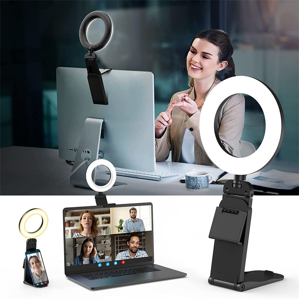 New Led Selfie Light Clip Ring Light with Phone Holder Desktop Ring Light for Computer Laptop Video