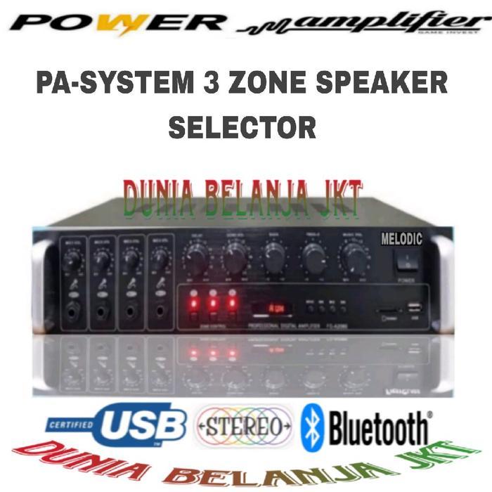 Promo Ampli Power Pa System 3 Zona Selector Speaker Usb Bluetooth