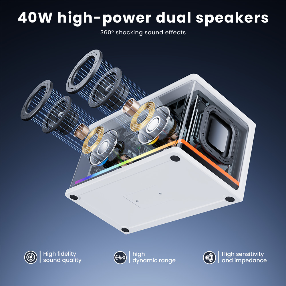 RK ROYAL KLUDGE SH100 Wireless Bluetooth Speakers Four Modes 40W Power RGB 4000 mAh TWS Display