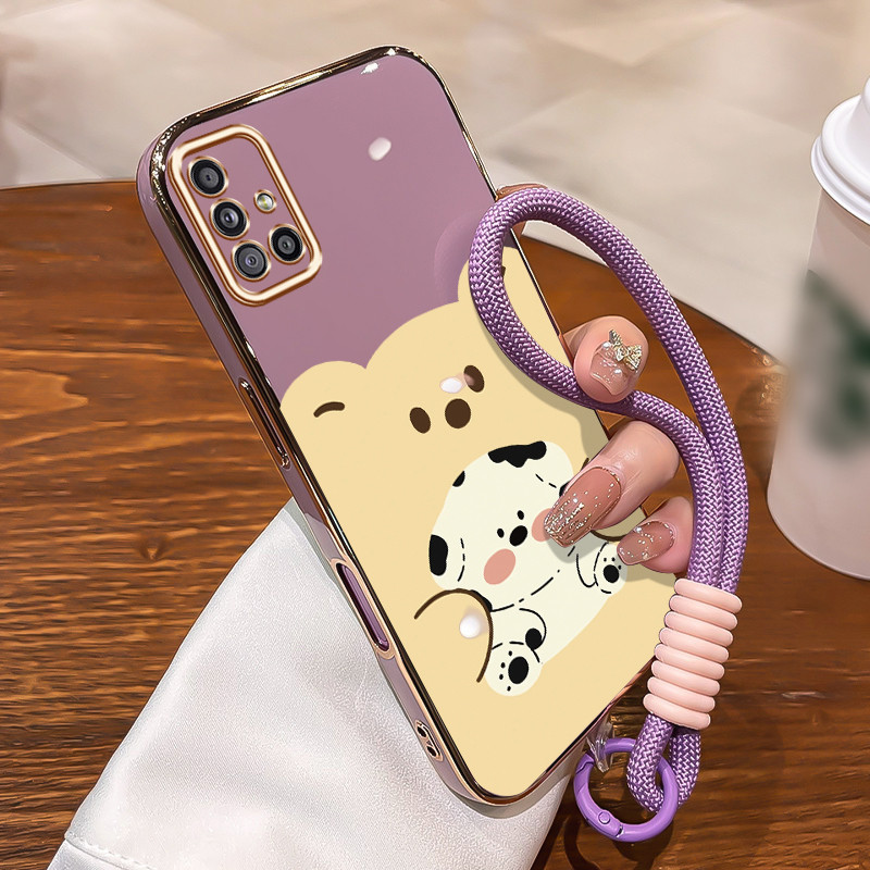 Casing Untuk Samsung Galaxy A71 Case Casing pola beruang kuning Kasing HP Kesing mewah Silikon Softc