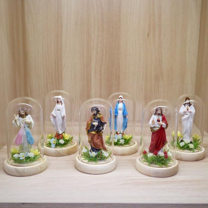 Hiasan Glass Dome Classic Patung Bunda Maria Yesus Souvenir Pajangan Dekorasi Rohani