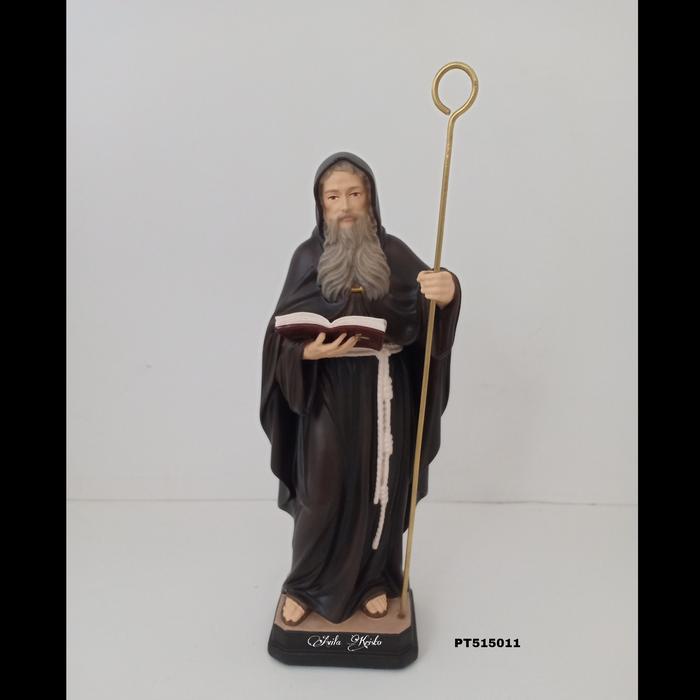 Patung Santo Benediktus Resin 20 cm untuk Dekorasi Rohani