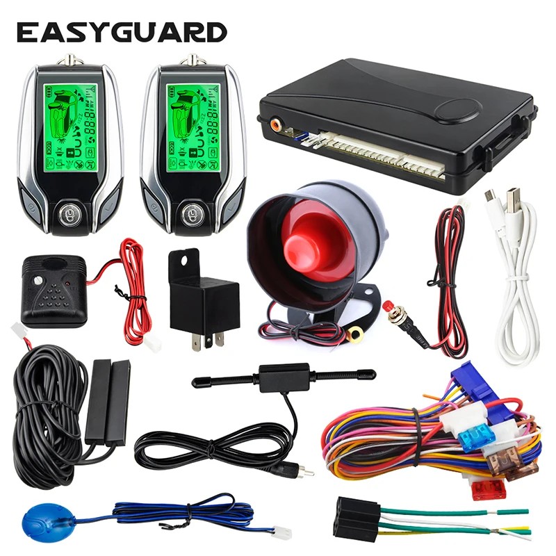 Universal Car Keyless Entry System, Burglar Alarm, Pke, LCD, Pager, Display, Vibration, 2 Way