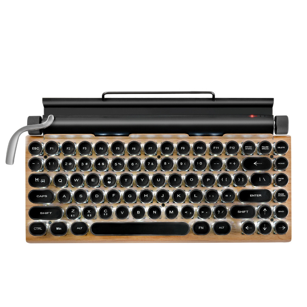 Typewriter Keyboard Wireless Bluetooth RGB Colorful Backlight Retro Mechanical Keyboard for
