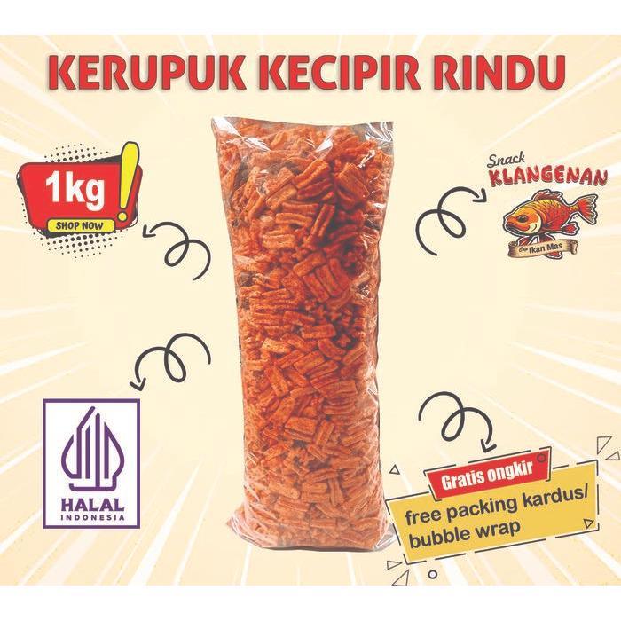 CUCI GUDANG KERUPUK KECIPIR RINDU 1kg cemilan snack camilan food kerupuk rindu Makanan Pedas