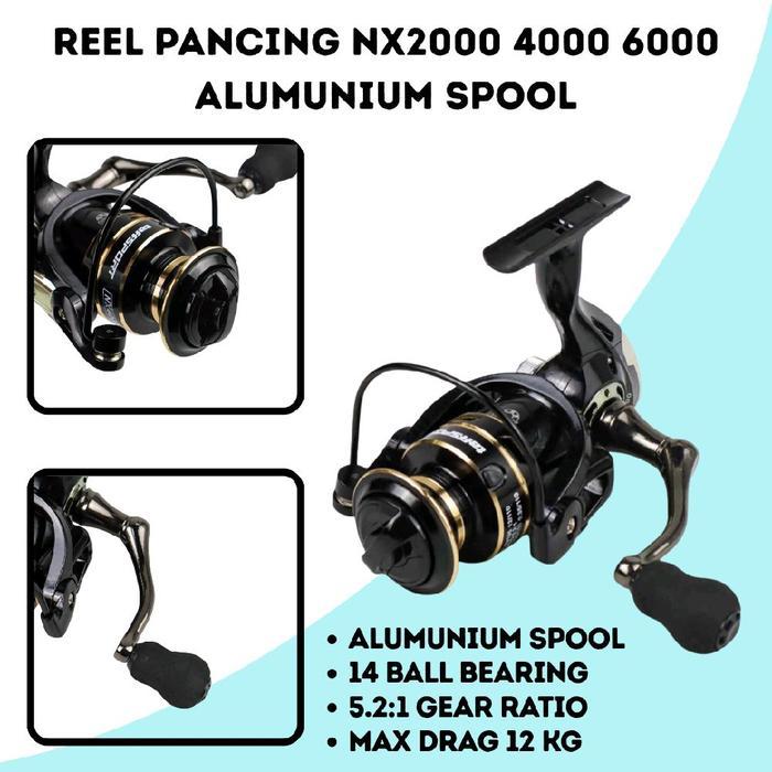 Maguro - Reel Pancing Taffsport Nx2000 Nx4000 Nx6000 Series Metal Reel Pancing Spinning Fishing Reel