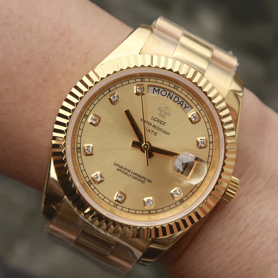LGXIGE Diamonds Dial Wrist Watch For Men Top Brand Luxury Fashion Men Watch Casual Quartz Wristwatch