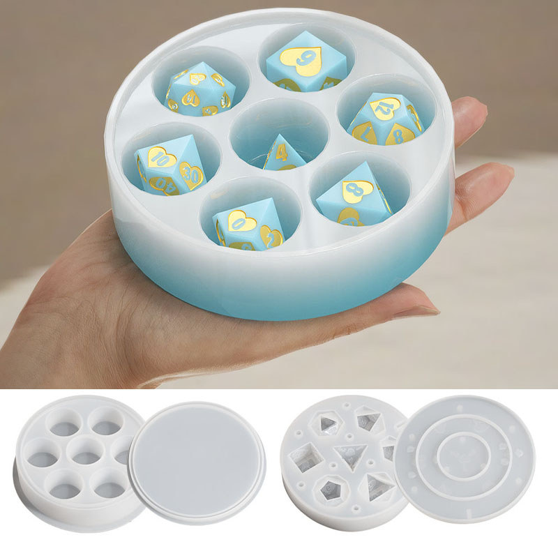 Dice Box Resin Molds Hexagon DND Dice Holder Epoxy Resin Molds with Lid for resin Case Making DIY