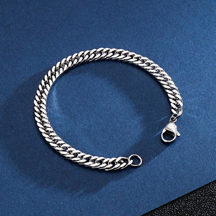 Gelang Rantai Titanium Pria Panjang 19 cm Warna Hitam