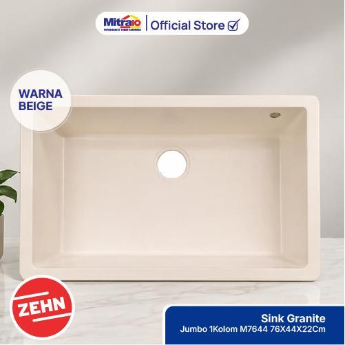 Sink Wastafel Granite Jumbo Zehn+ 1 Kolom Beige 76x44x22cm Bak Cuci Piring M7644 - Granite Sink