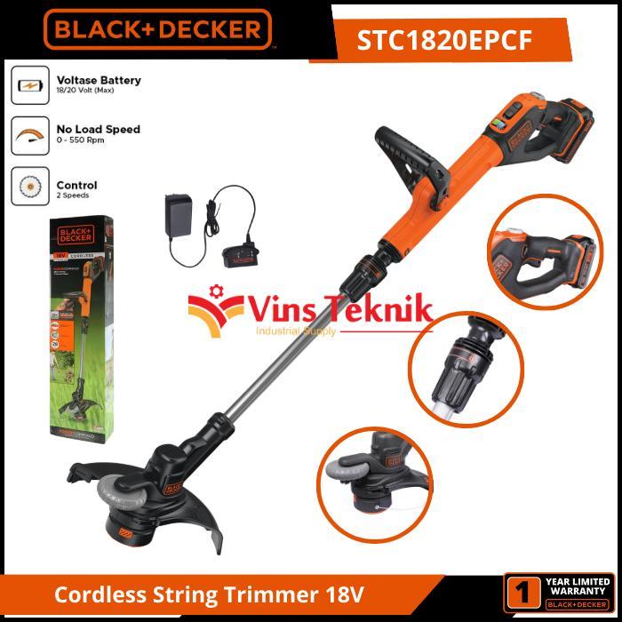 Mesin Pemotong Rumput Senar Cordless 18 Volt dengan Sistem Dorong Senar dan Dua Kecepatan