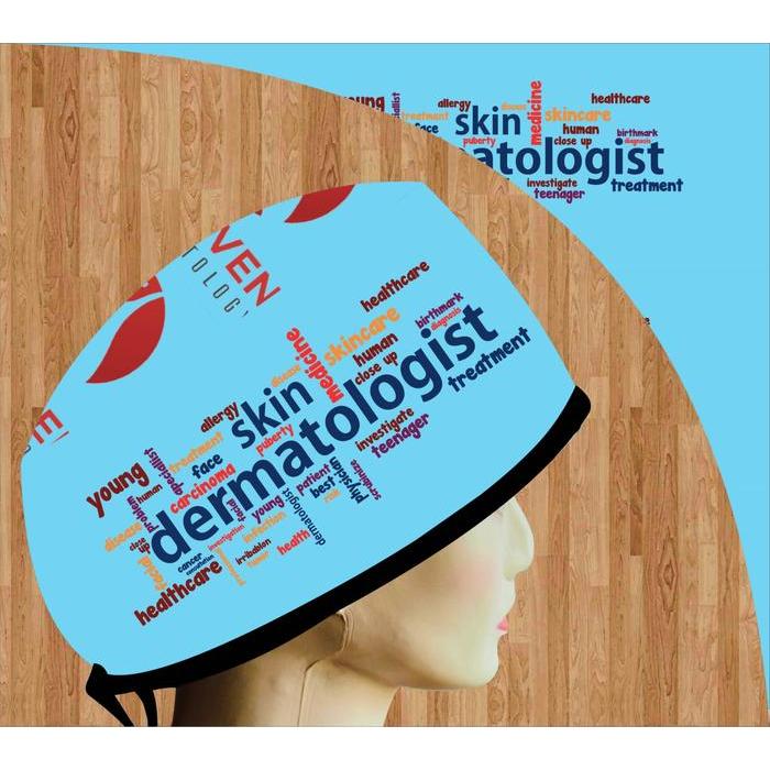 [PO] dokter/Scrub hat/Surgical Topi dokter printing motif dermatologi model scrub hat surgical cap h