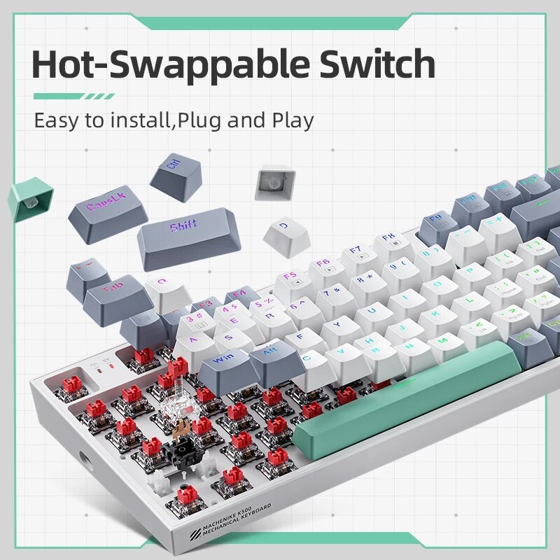 MACHENIKE K500 Mechanical Keyboard Wired Gaming Keyboard K500-B94 Hot Swappable 94 Keys 90% Layout