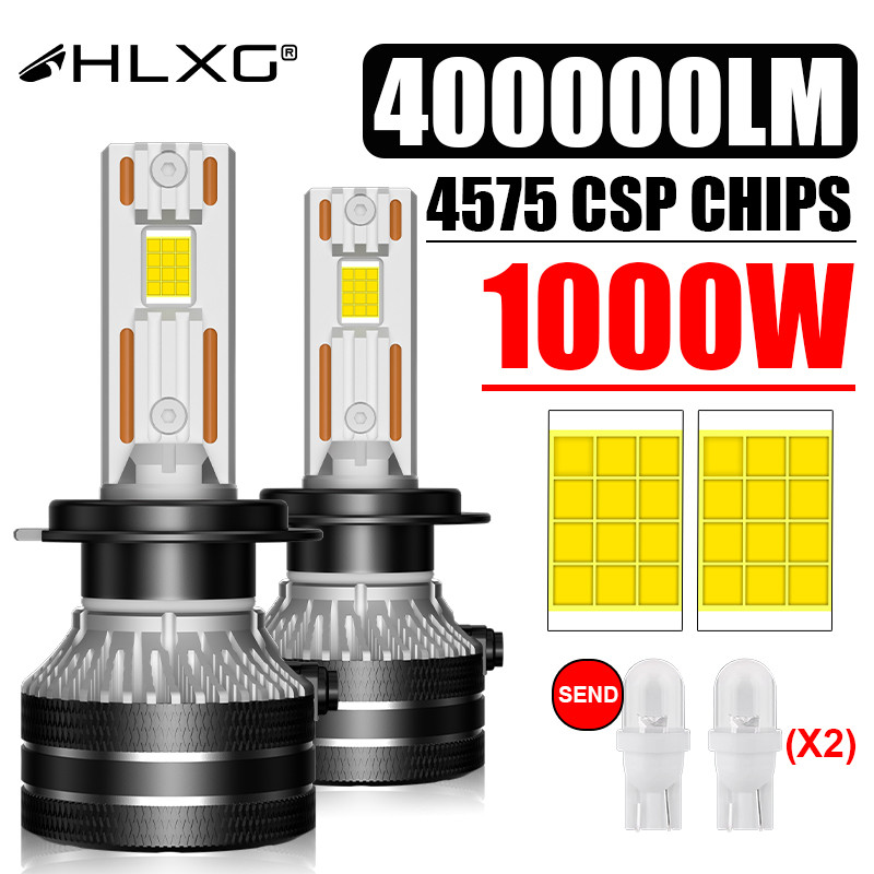 HLXG H7 Led Canbus Car Headlights Bulbs CSP Chip 400000LM H11 H4 H1