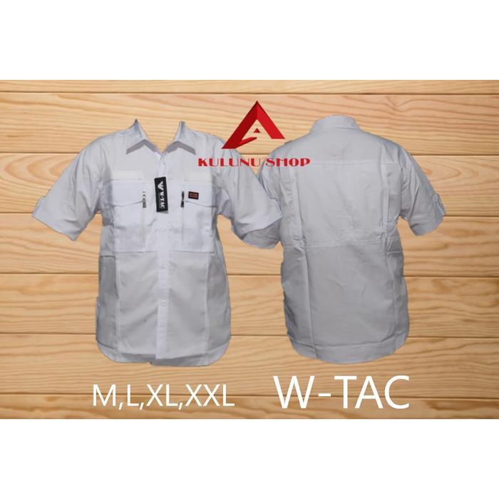 Kemeja tactical w-tac lengan pendek bahan ripstop warna putih