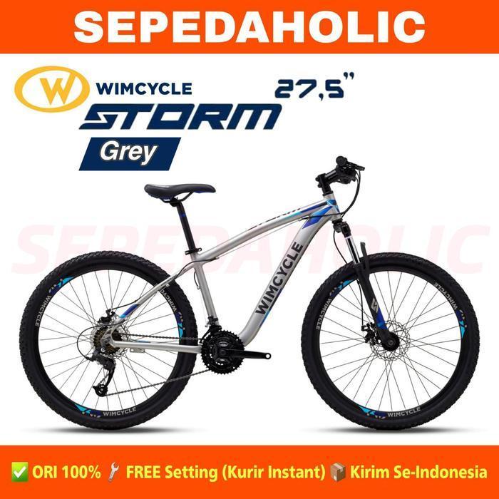 Sepeda Gunung MTB WIMCYCLE STORM 27.5 Inch Alloy 3x8 Speed Rem Cakram