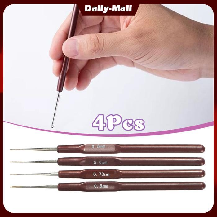 1 Set Isi 4 Pcs Jarum Gimbal Rajut Dreaddlocks Pen Tulip Songket / Jarum Rajut Design Unik / Jarum