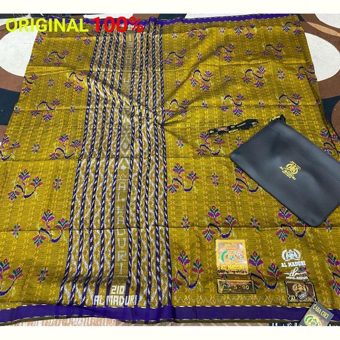 ORIGINAL Sarung Al-Maduri TMC New Full Sutra Songket Timbul Halus Motif Kembang BHS Muslim Dewasa 1