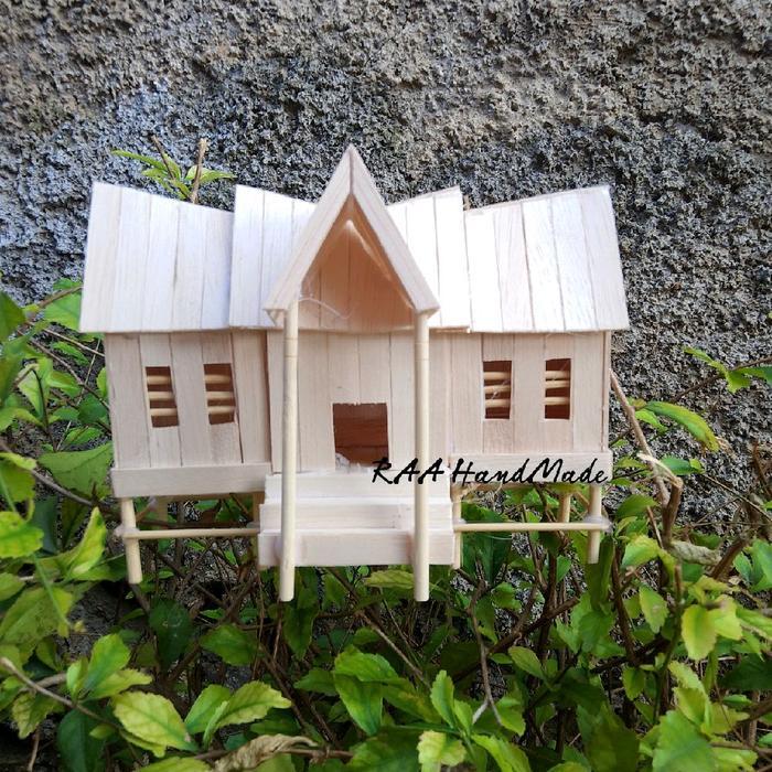 TERMURAH MINIATUR RUMAH ADAT GADANG PADANG STIK ESKRIM LED PROMO