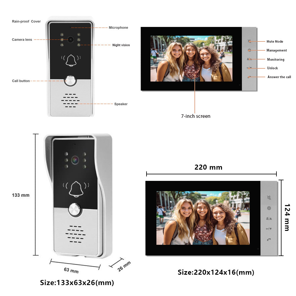Video Intercom 2 Monitor Latest Analog Intercom Door Economic Video Door Phone 4 Wired Video