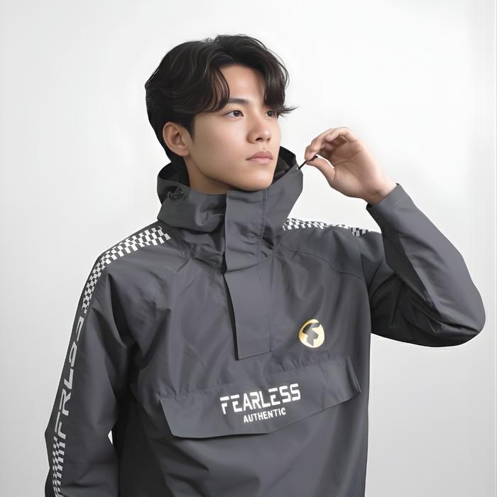 Jas Hujan Fearless Anti Bocor Saku Kantung Kangguru New Fitur Setelan Pria Wanita Dewasa Raincoat