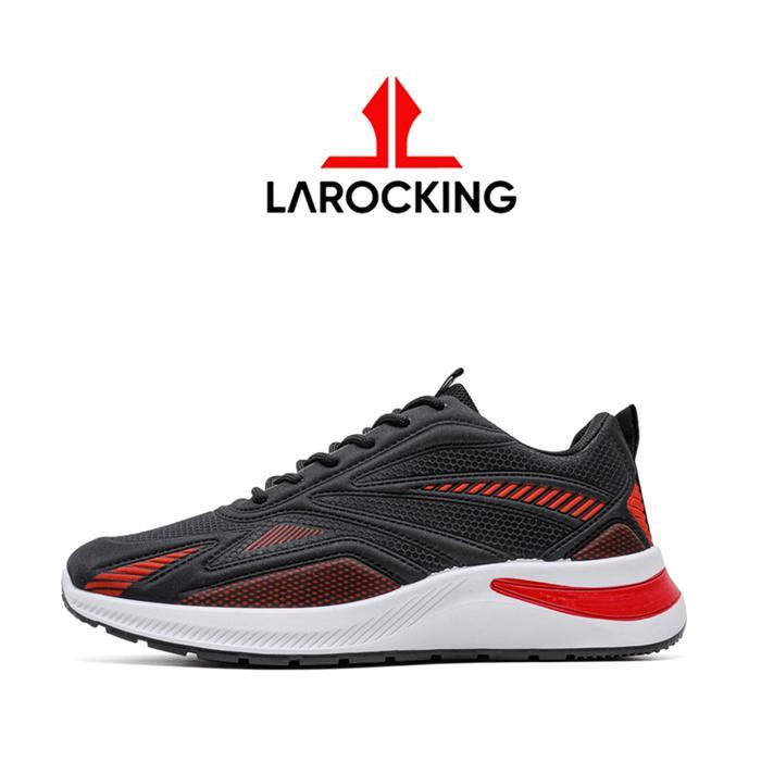 Larocking - Vega Hitam Merah Sepatu Running Gym Shoes Abu Outdoor