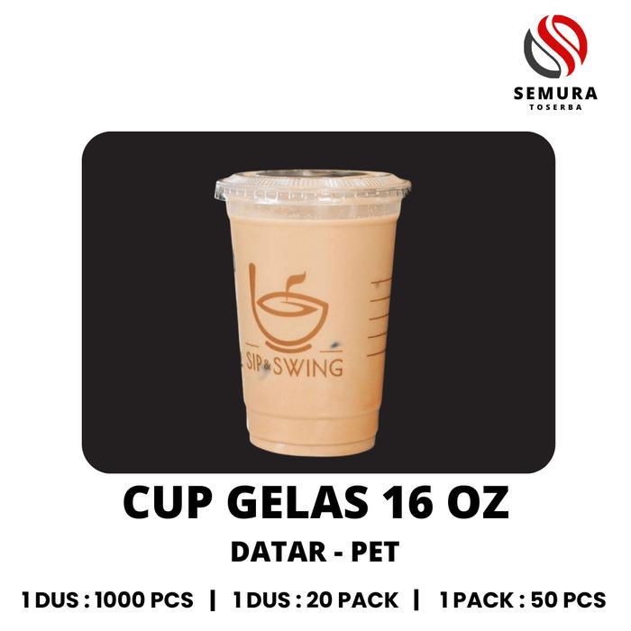 CUP GELAS OZ / CUP OZ / CUP GELAS PET 16OZ SLIM 13GRAM ISI 50 PCS SEMURATOSERBA