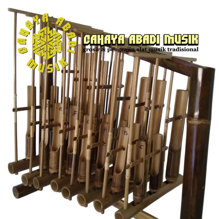 Angklung 3 Tabung Bambu Hitam 8 Nada Berkualitas