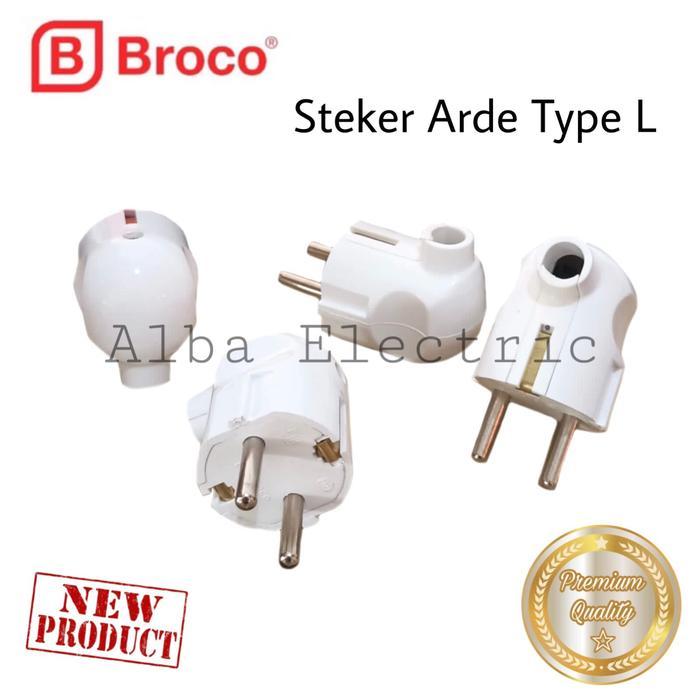 BROCO Steker Arde L Art. 13312 Kepala Colokan Bulat Putih 100% ORI SNI