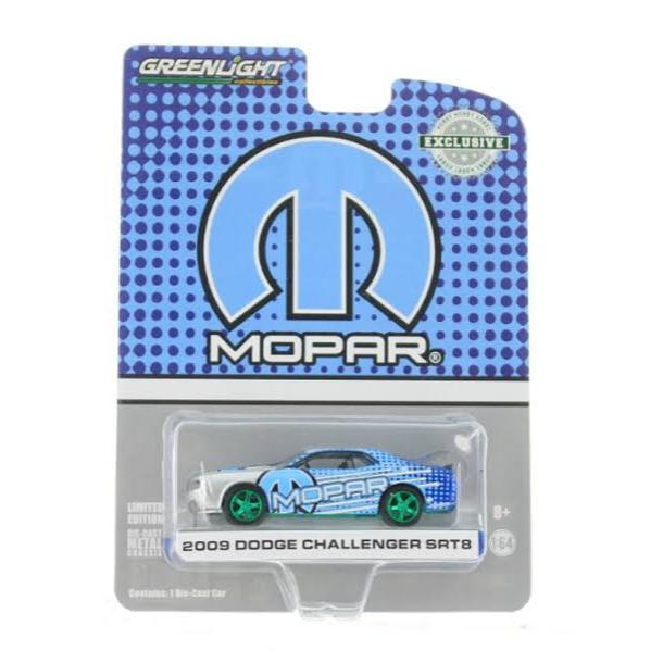 Miniatur Diecast 1/64 Dodge Challenger SRT8 2009 Warna Biru Velg Hijau