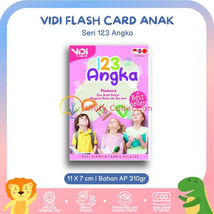 Vidi Flashcard Mainan Kartu Pintar Angka, Huruf, Hijaiyah, Hewan, Buah - 123 Angka