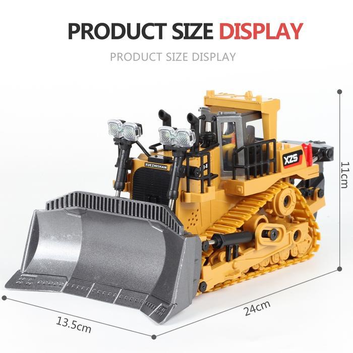 Mainan Bulldozer Remote Control Bulldozer RC Mainan Mobil Kontruksi Front Loader Lampu +Suara Mainan