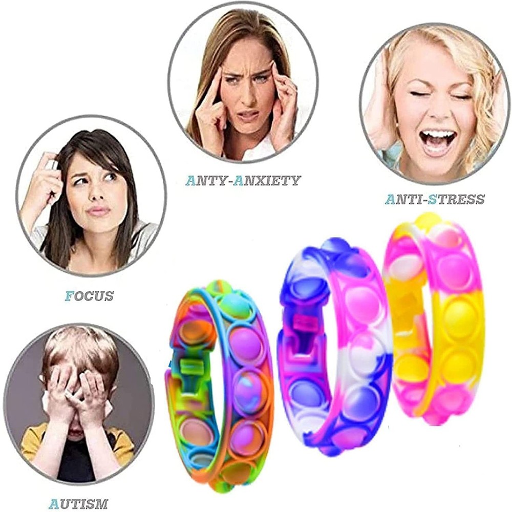 32Pcs Pop Bracelet Fidget Toy Pack Set Wearable Fidget Bracelets Push Poping Bubble Sensory Stress