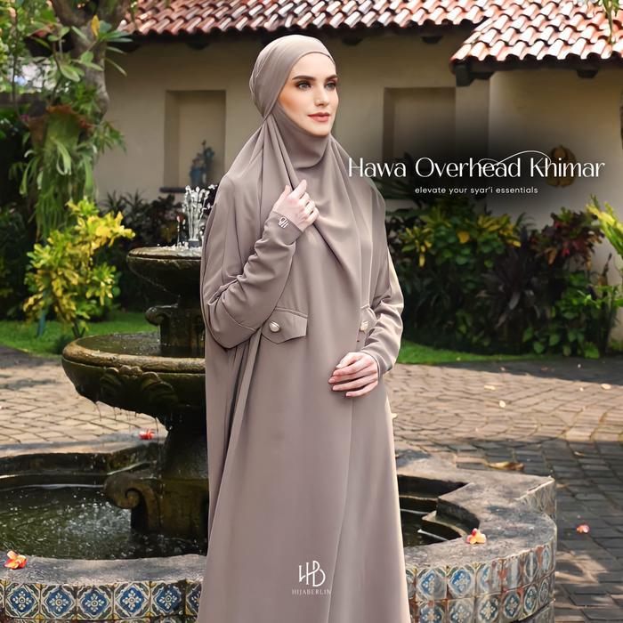 HIJABERLIN - Hawa Overhead Khimar Dress Wood - Gamis Syari Umroh Haji - SM