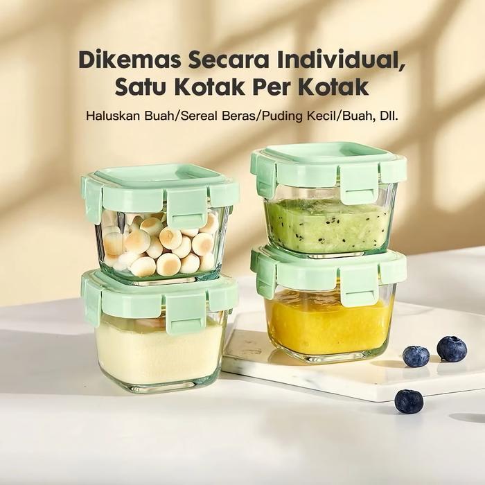 BABY FOOD CONTAINER MPASI TEMPAT MPASI KACA CONTAINER MPASI TAHAN PANAS BAYI WADAH MPASI KACA