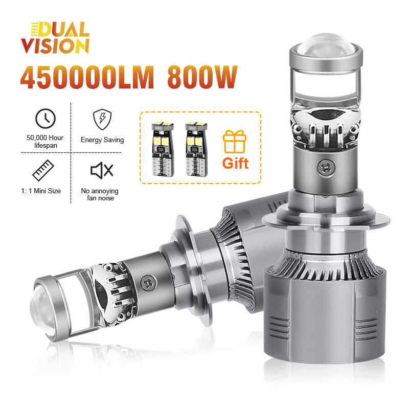 H4 H7 LED Headlight Bulb with Lens H11 HB3 HB4 9005 9006 Mini