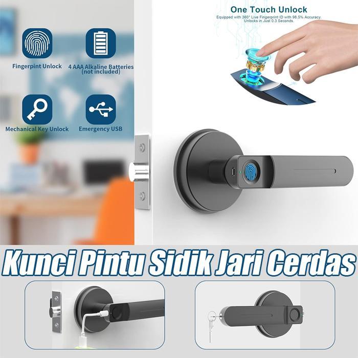 Pintu Kamar Tidur Dalam Ruangan Pintu Kayu Kunci Sidik Jari Kunci Sidik Jari Rumah Kunci Pintar